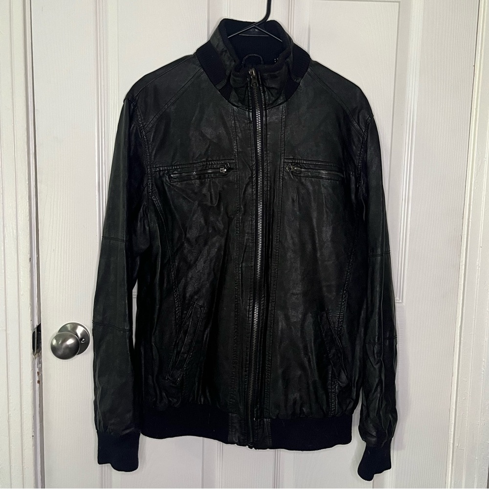 Men's Black Faux Leather Jacket Buffalo Jeans - Picture 4 of 6
